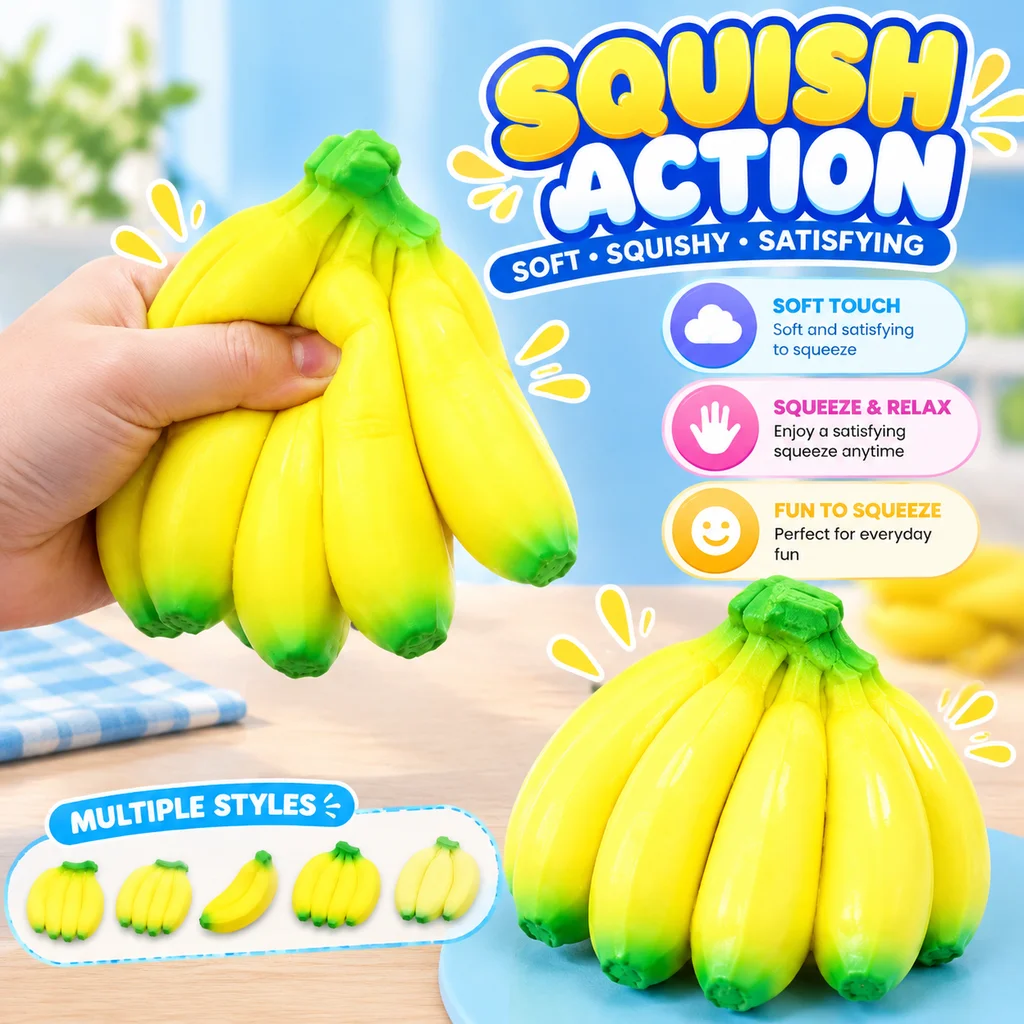 Jumbo Squishy Banana Slow Rising Anti Stress Toy Funny Squeeze Fruit Prop Stress Reliever Reduce Pressure