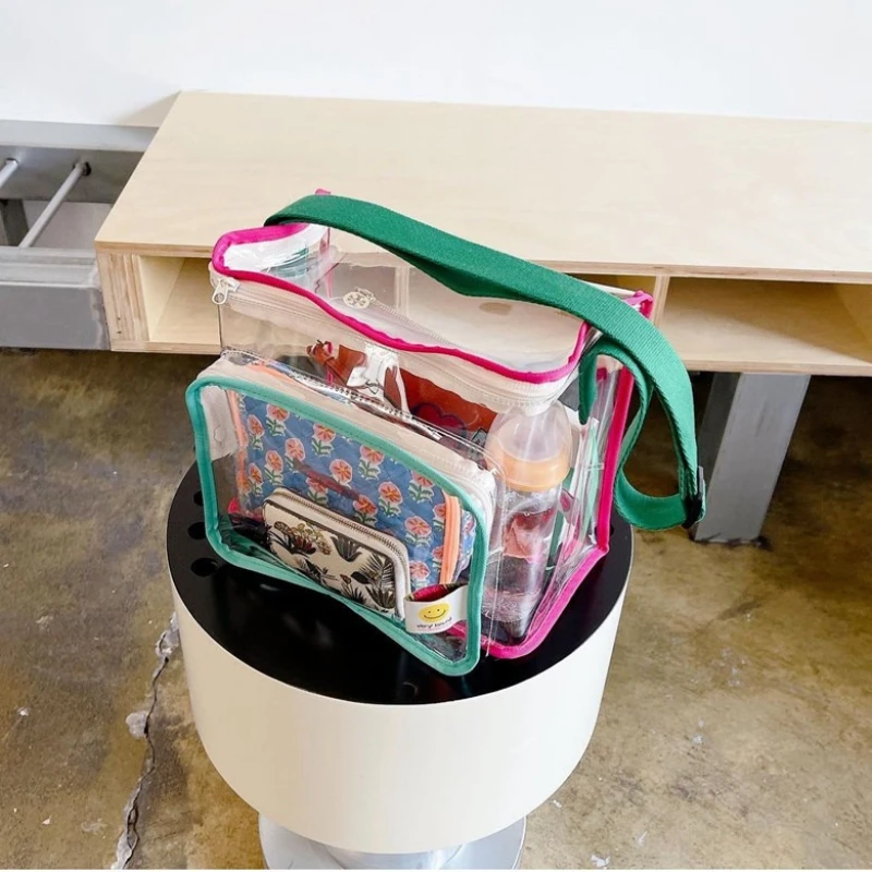 Two-dimensional Style Transparent Baby Bag Shoulder Bag Contrasting Color Shoulder Crossbody Bag Waterproof Beach Bag