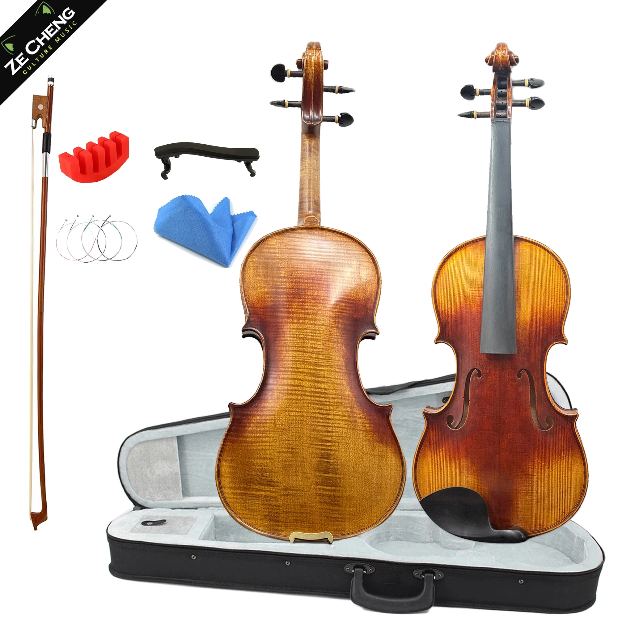 

Handmade Flamed Maple Violin 4/4 3/4 Suitable for Beginners Students Professional Playing - One-Piece Back - Full Set W/Case, Bow, Shoulder Rest, Strings, Mute