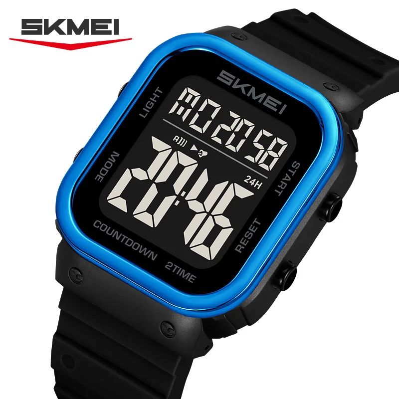 SKMEI الساعات الرياضية الرقمية reloj hombre 5Bar مقاوم للماء ساعة عسكرية العد التنازلي ساعة تنبيه مصباح ليد إلكترونيات ساعات المعصم #1