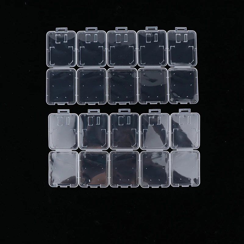 

10pcs SD Memory Card Storage Box Transparent Plastic TF Sim Card Storage Case Holder SDHC MMC XD CF Card Protective Cover