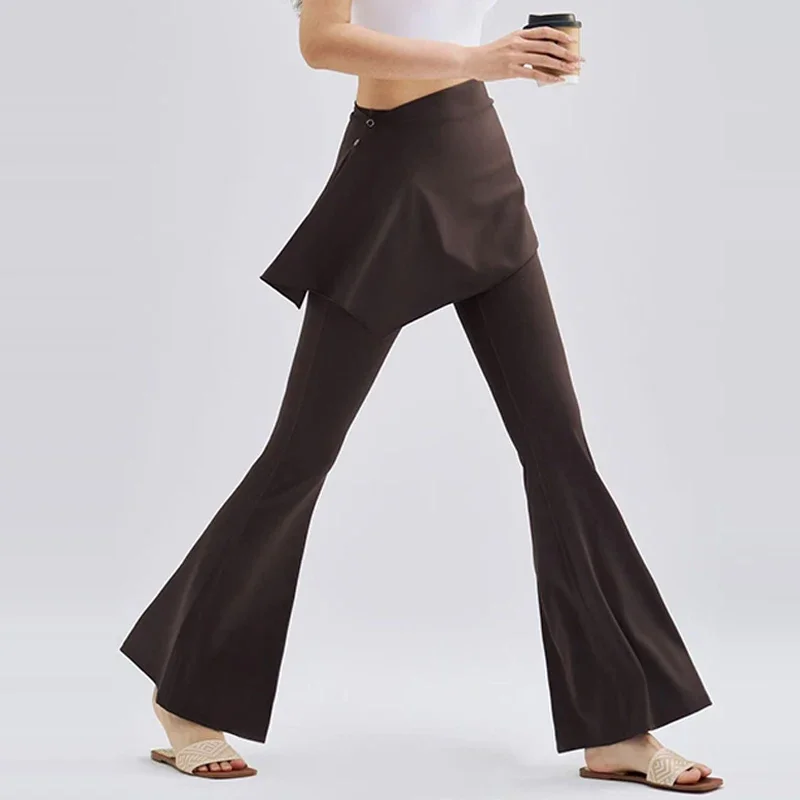 

Женские леггинсы для пилатеса с высокой талией и эффектом двухслойности, спортивные брюки с микро-клешем для подтяжки бедер