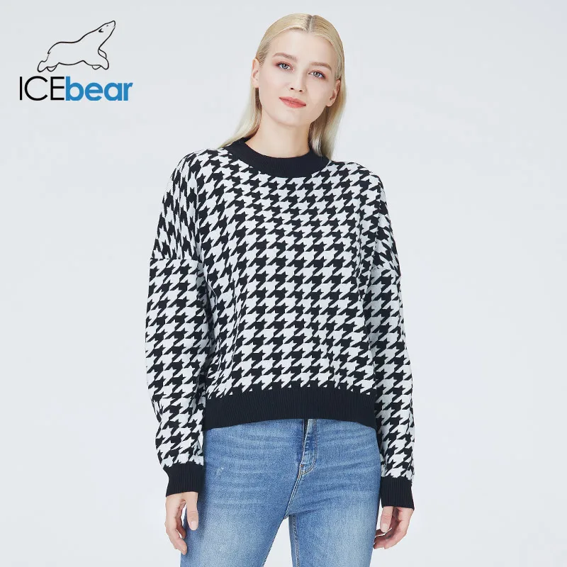 ICEbear Fall 2022 new women\'s plaid sweater high-quality fashion women\'s clothing BJ-5