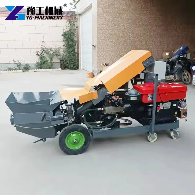 

Hot Sale Diesel Motor Concrete Pump Machine Heavy Equipment Concrete Pump Portable Trailer Cement Mounted Concrete Mixer Pump