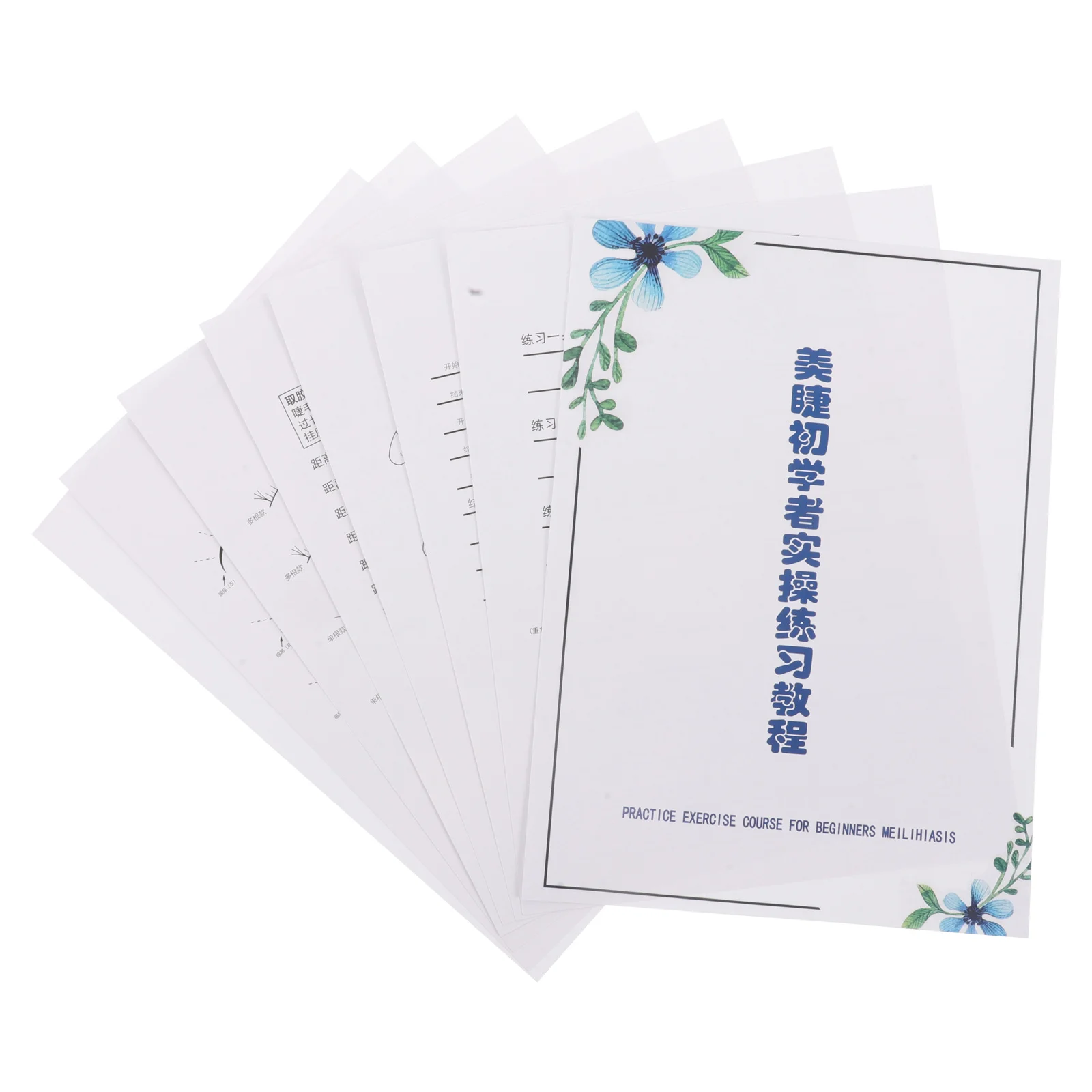 لوحات ممارسة الرموش الواقعية مع بطاقات تمارين رسم الخرائط، مجموعة تدريب تطعيم تمديد المبتدئين تتضمن دليل التقنية