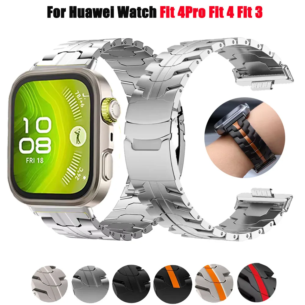 Edelstahlarmband für Huawei Watch Fit 4 Pro/Fit 4/Fit 3 Armbandzubehör für Huawei Fit 3/4/4Pro Metallarmband Correa
