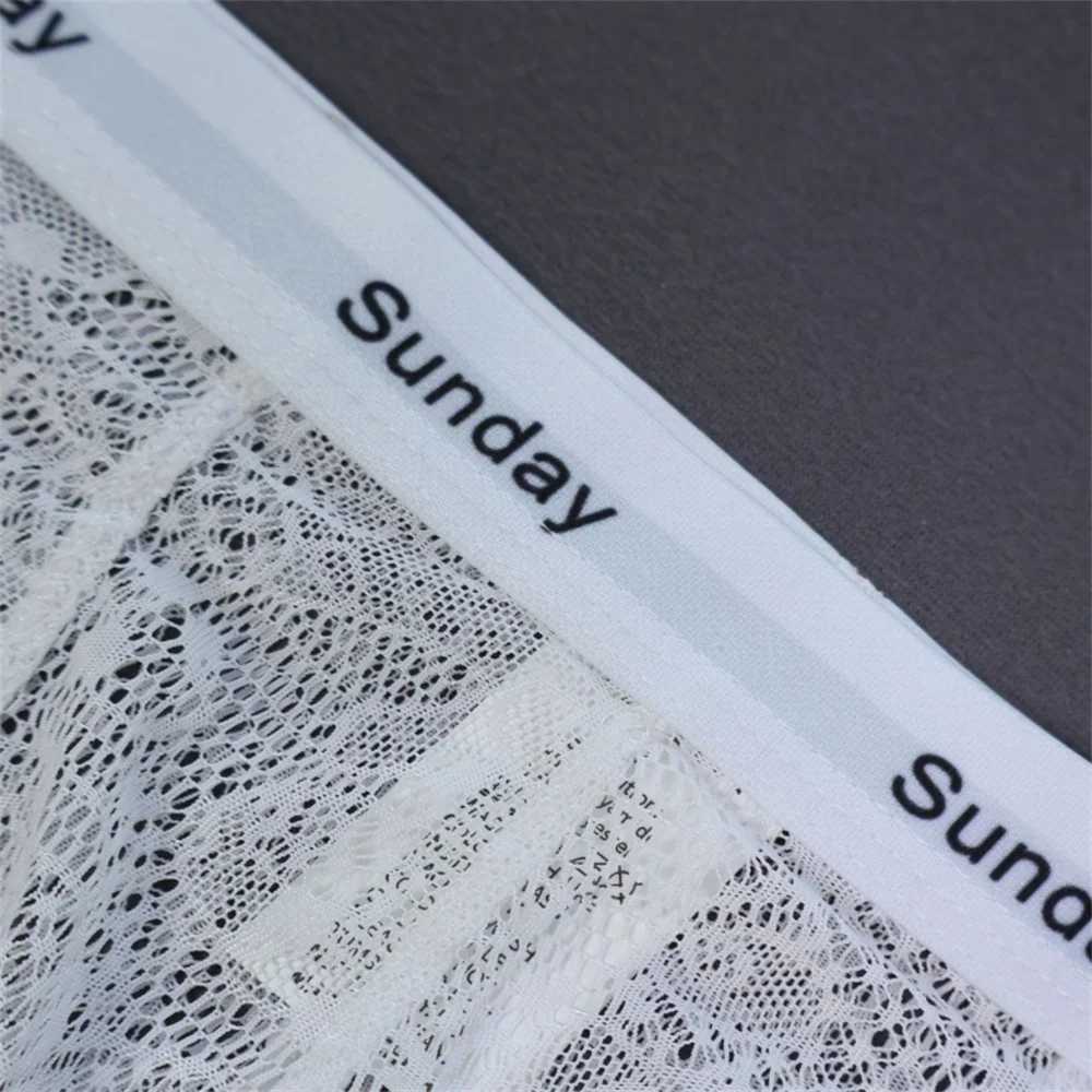 جديد شبكة الملاكمين الرجال تنفس "ال Sunday" المطبوعة السراويل مثير الدانتيل الشفاف الذكور سراويل تنفس S-XL Boxershort