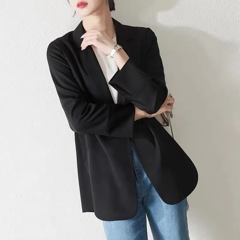 Blazer donna estate solido elegante stile coreano manica lunga allentata capispalla Casual in chiffon sottile 2021 Cool Ins abbigliamento streetwear