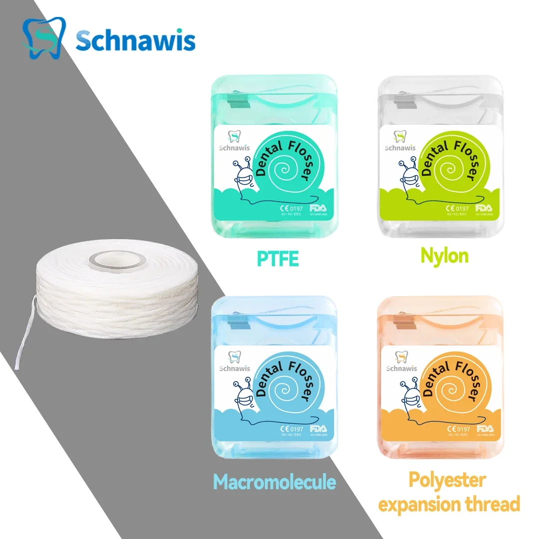 50M/Roll Dental Flosser Built-in Spool Wax Nylon PTFE Macromolecule Water Expanded Dentistry Orthodontic Floss Cherry Flavor