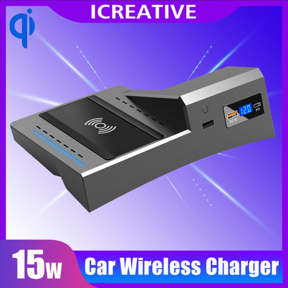 12V cigar socket charger suitable For Audi Q5L mobile phone USB socket car wireless charging board central control modification