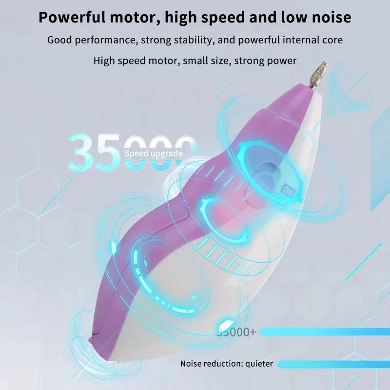 35000RPM Nagel Polieren Stift Speed Controller Mini Handstück Nagel Bohrer Stift UV Gel Entferner Maniküre Polierer