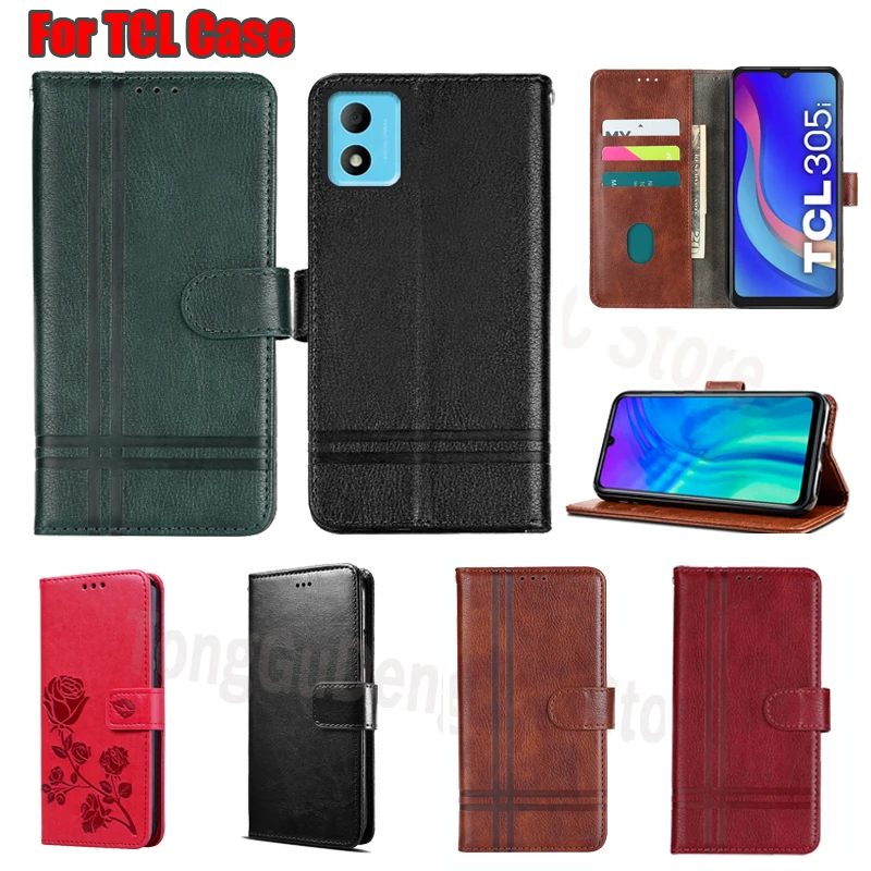 Leather Flip Wallet Case For чехол TCL 30 5G LE SE V XE XL Z 303 305 306 405 30SE TCL 30 30XE Phone Capa Cover