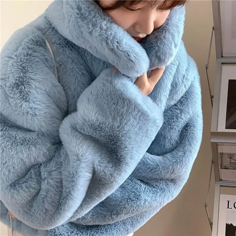Fall/winter Faux Fur Coat Female Short Loose Korean Lapel Artificial Rabbit Fur Coat Thickened Mao Mao Coat