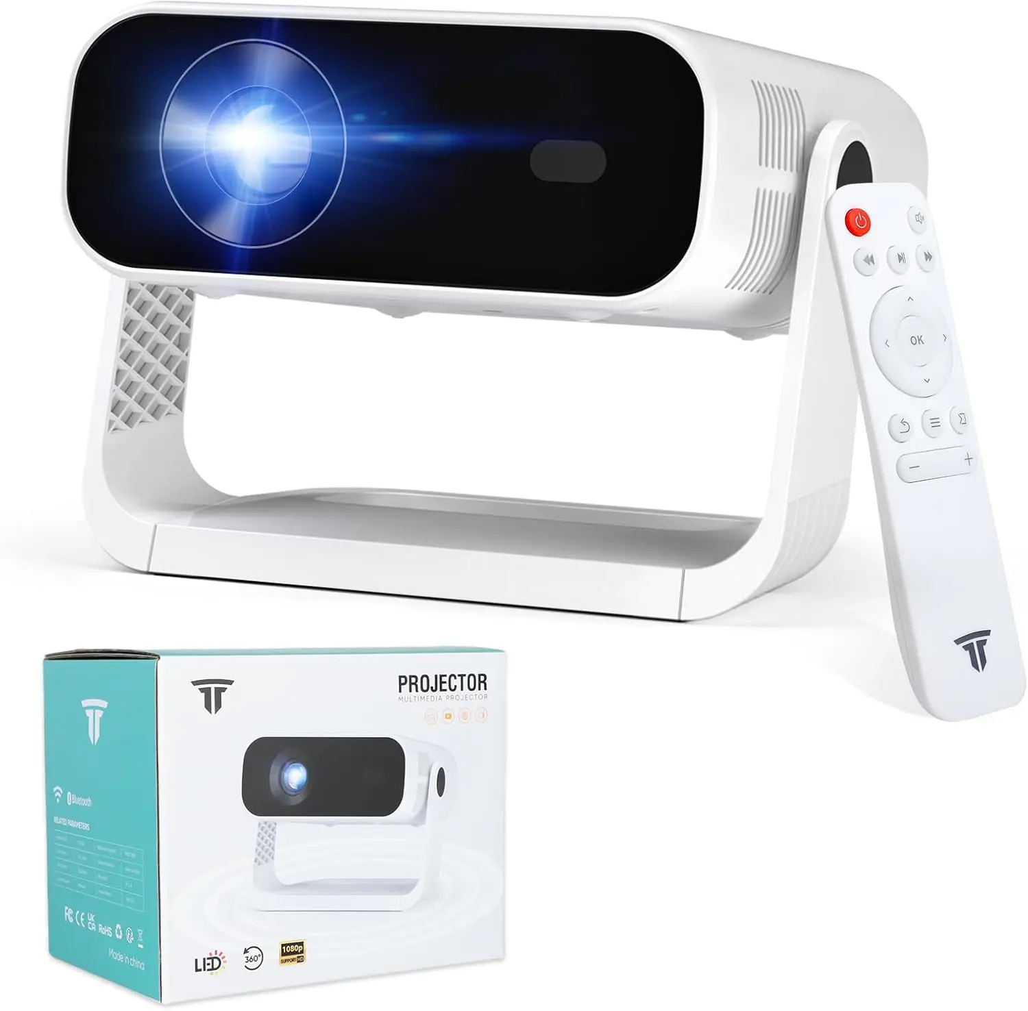 

1080P Mini Projector with WiFi & Bluetooth, Auto Keystone, 4K Support for Home Theater