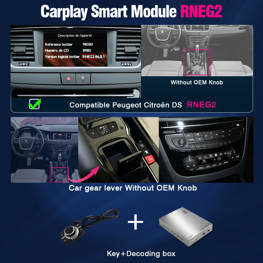 AUTOTOP Draadloze CarPlay Android Auto voor Peugeot Citroen DS rneg ng4 RNEG2 207 308 407 3008 5008 C3 RCZ Mirror Link Automodule