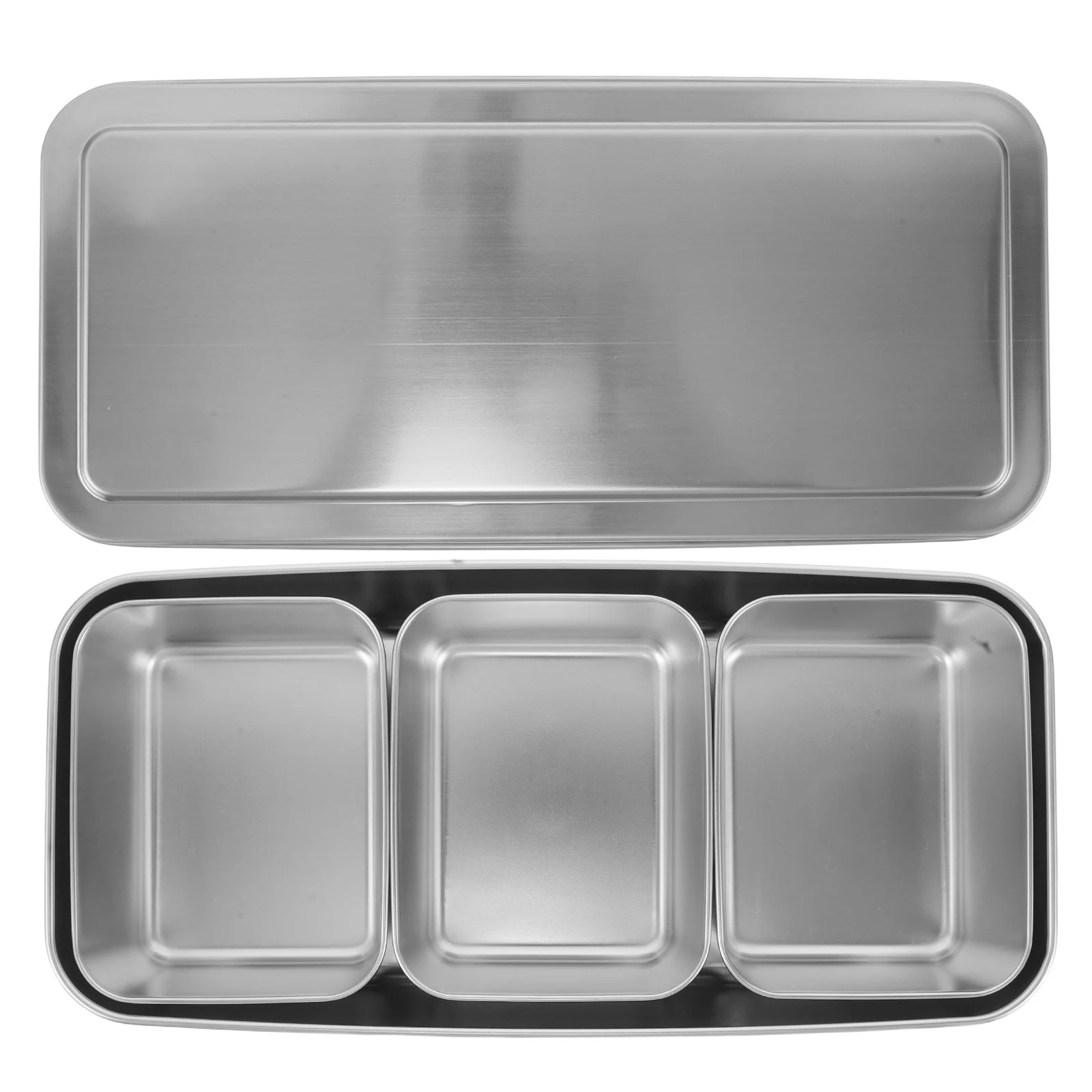 

Stainless Steel Seasoning Box Multi Compartment Lid Spice Container Kitchen Condiment Organizer Compact Storage