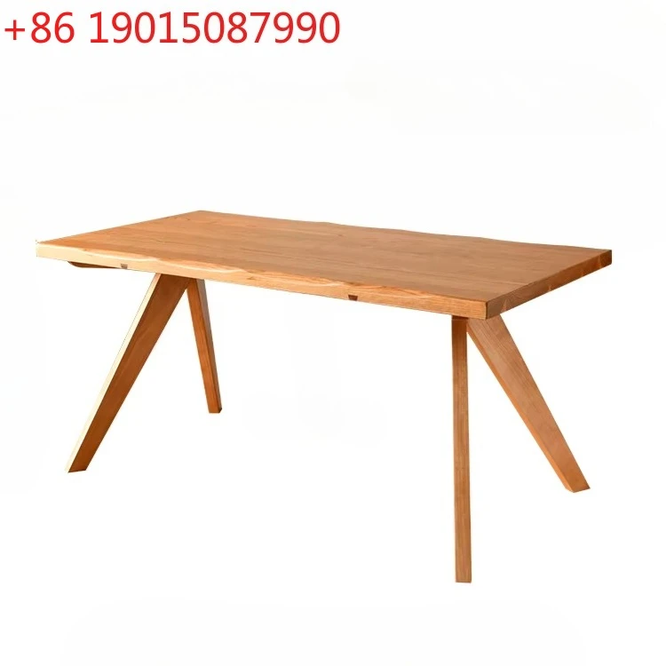 

N Japanese Style Cream Style Solid Wood Rectangular Household Small Apartment Cherrywood Log Style Dining Table