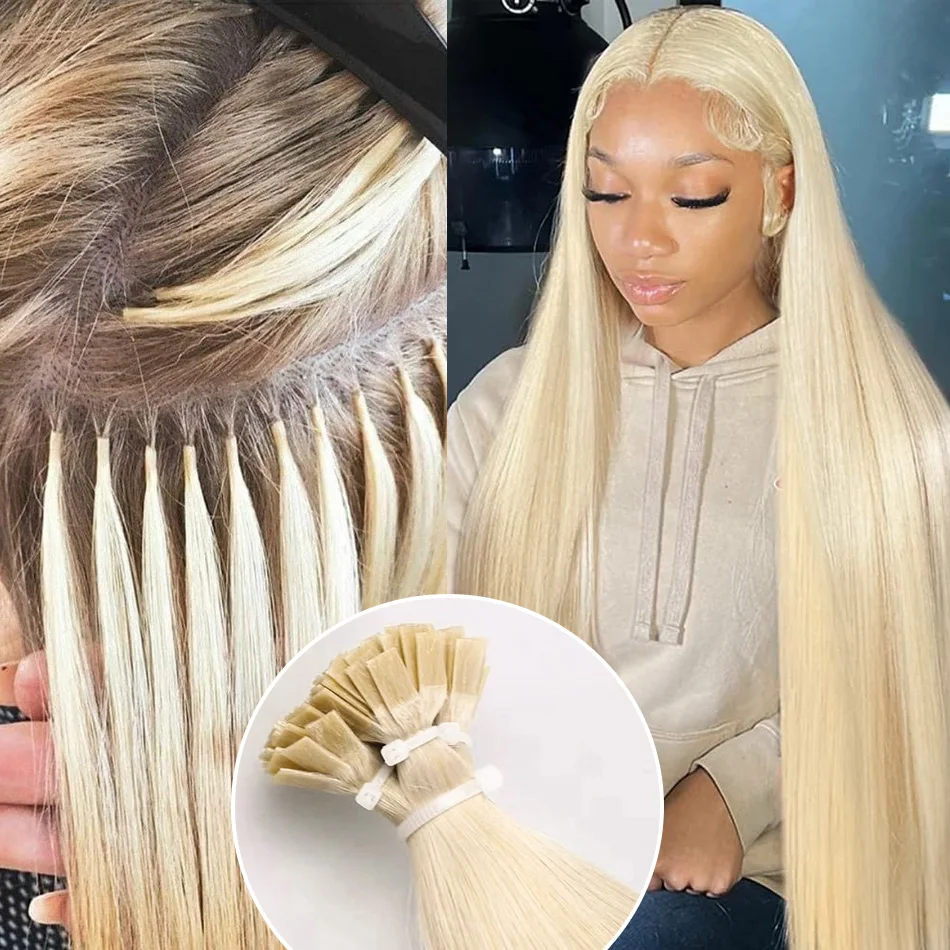 Rechte Keratine Human Fusion Hair Nail Flat Tip Machine Gemaakt Remy Human Hair Extensions 0.8 G/ps Muti-Color 18-30 Inch