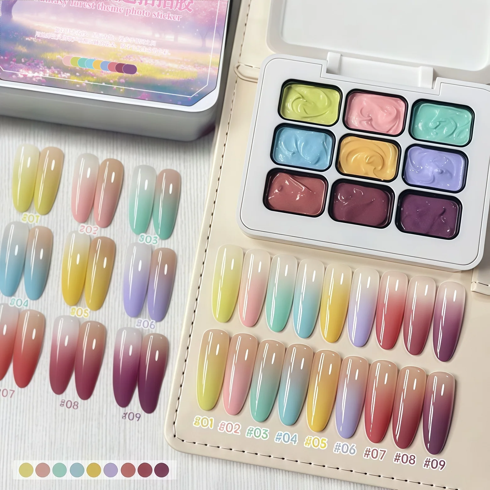 Esmalte de uñas sólido de 9 colores, gel para pintar degradados, gel brillante para decoración de uñas, creación de arte de uñas, decoración de salón, DIY, popular en verano