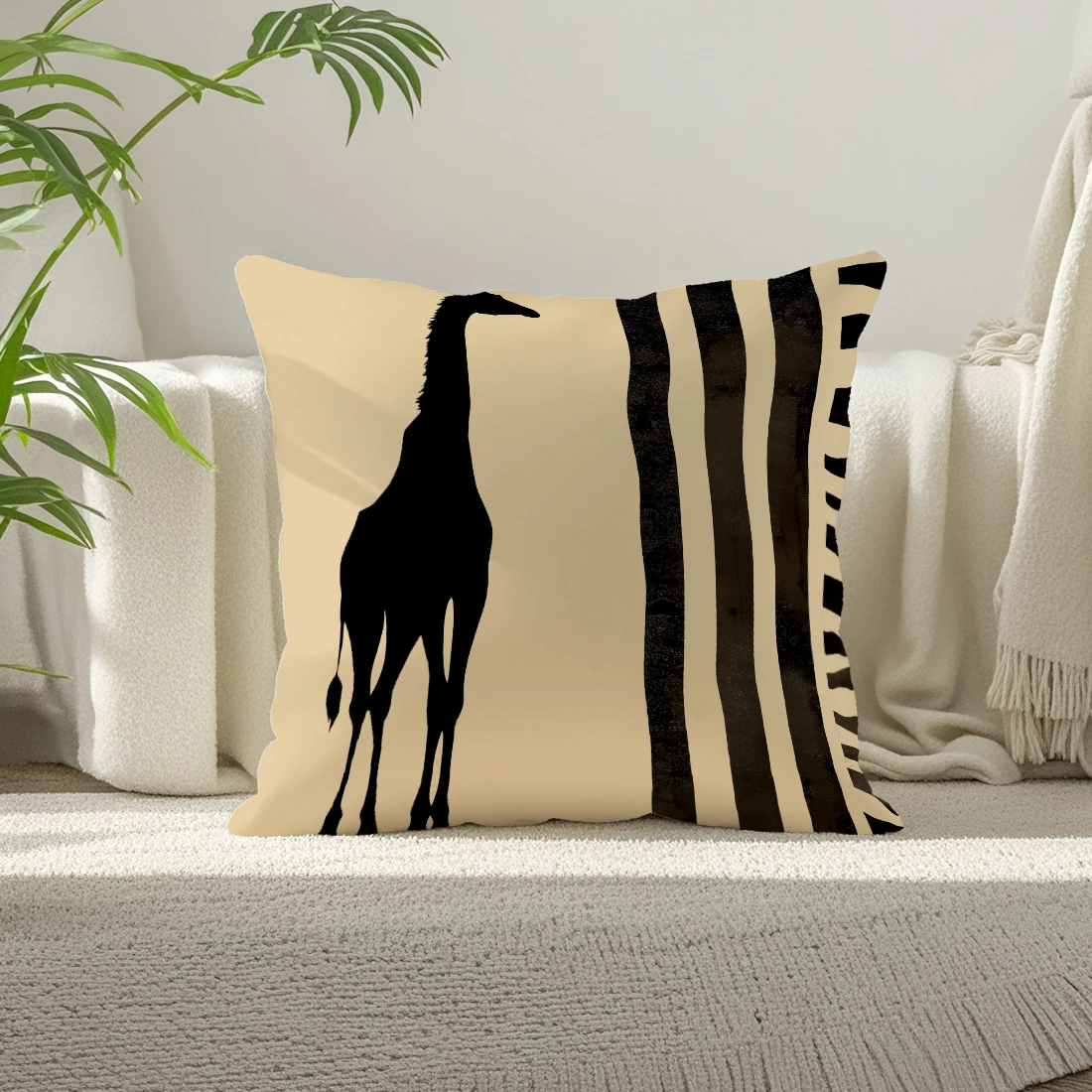 African grassland animal silhouette Cushions Pillowcase Polyester Cushion Cover Throw Pillow Home Sofa Decoration Pillowcover