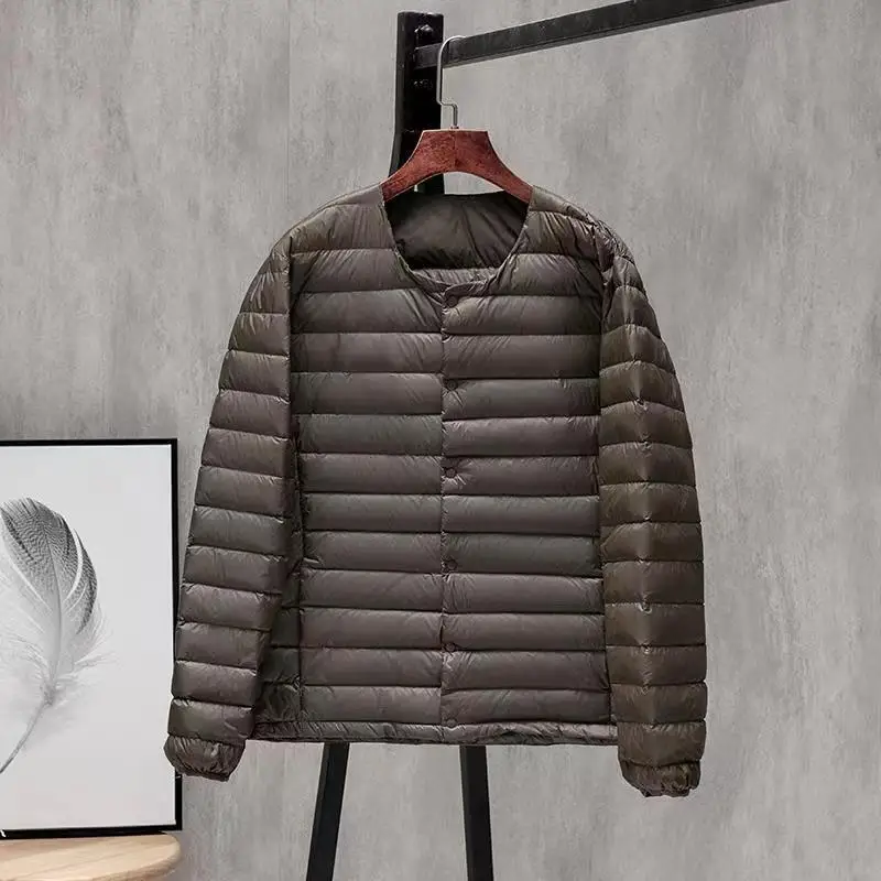 0-10℃ Men\'s Down Jackets 2024 New Autumn Winter Ultra Light Man Duck Down Coats Portable Collarless Puffer Outerwear Overcoat