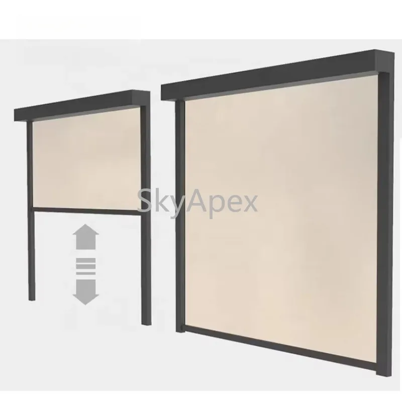 Customizable Motorized Zip Track Roller Blinds Window Windproof Waterproof  Sunshade WeatherResistant HeatInsulating Light Block