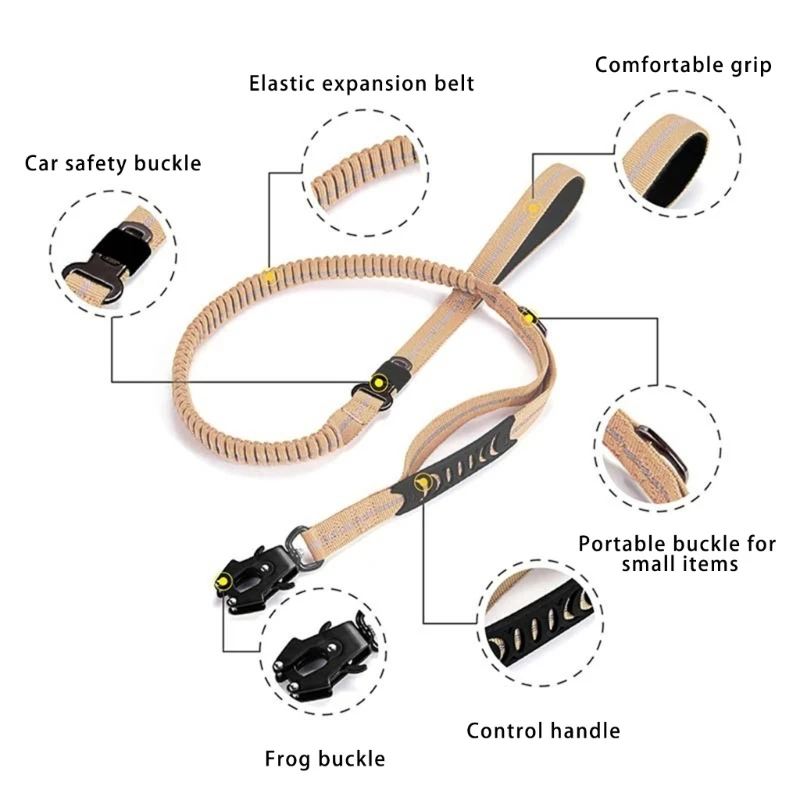 Pet Traction Leash with Secure Buckles Adjusting Dog Carseat Belt Nopull New Dropship