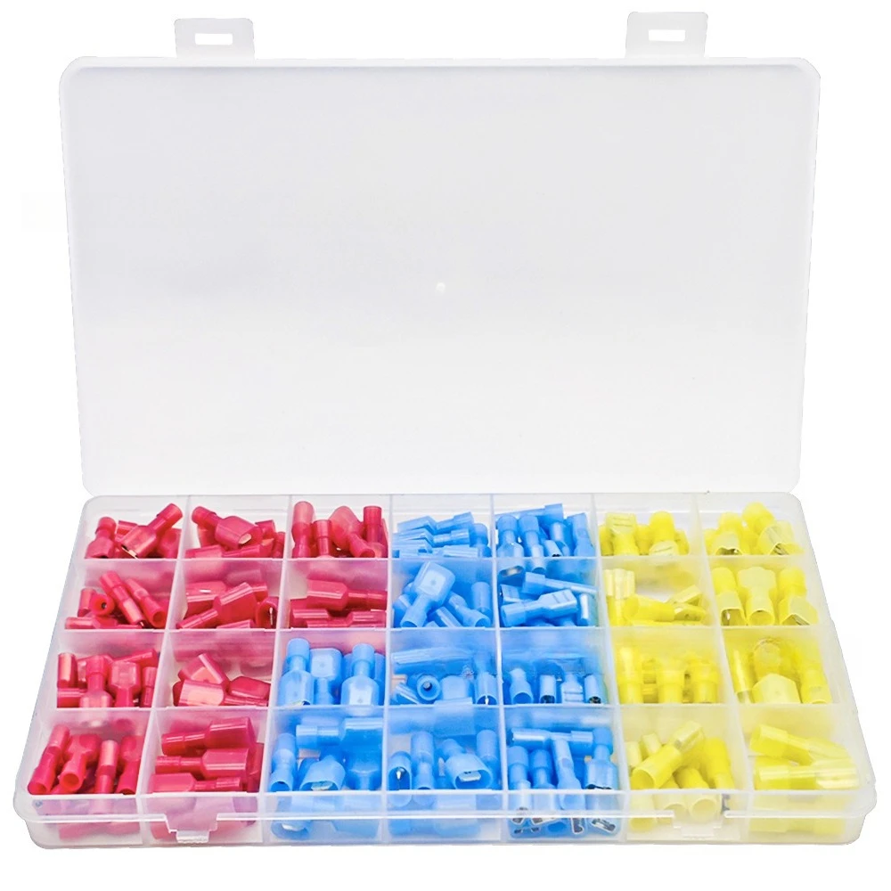 200Pcs Boxed FDFN MDFN Fully Insulated Nylon Male Female Spade Crimp Terminal Wire Connector Kit