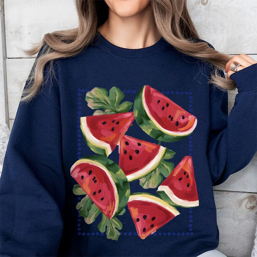

Watermelon Slices Sweatshirt Print Refreshing Fruit Casual Clothes Y2k Graphic Unique Fashion Fun Vibe Colorful Style Sweatshirt