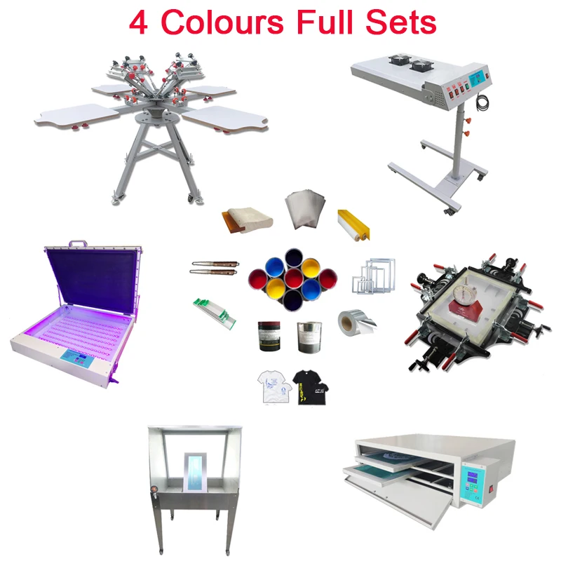 Micro registration Manual 4 Color 4 Station t shirts screen printing machine hot sales