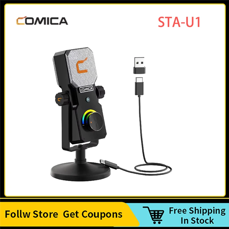 Comica STA-U1 Cardioid USB Mic Gaming Microphone Professional Studio RGB Condenser Microphone for Laptop Computer