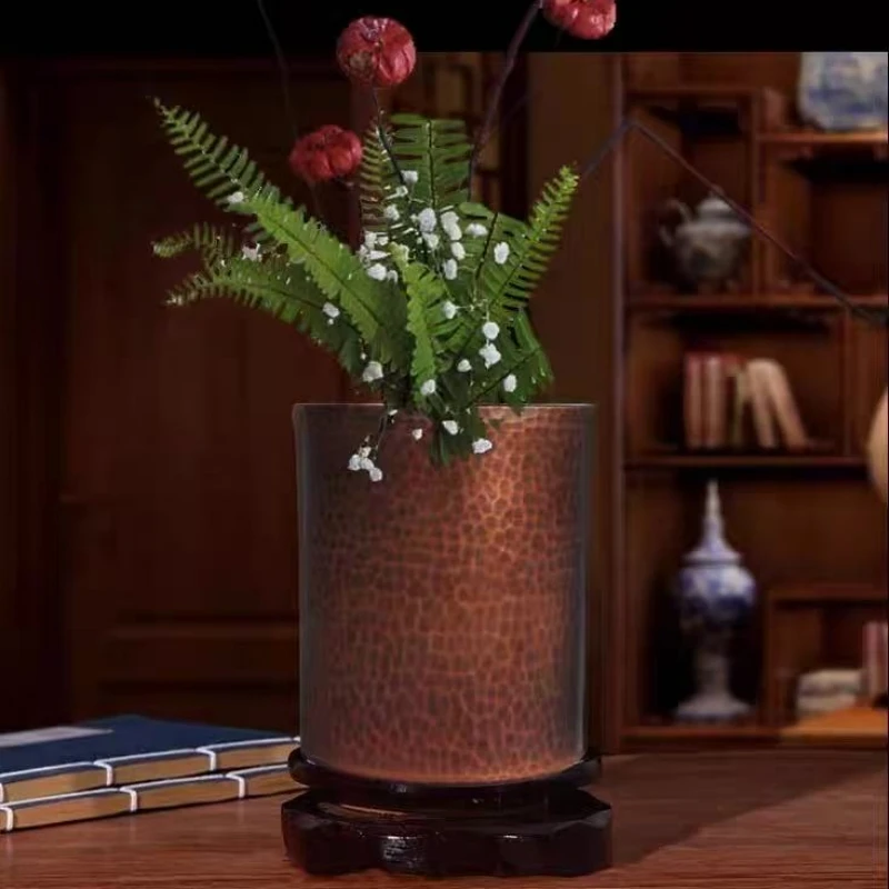 خمر النحاس النقي القهوة القدح ، موسكو البغل سميكة كبيرة الحجم المطرقة الملمس أنبوب مستقيم 450 مللي كوب للبيرة ، فنجان شاي أدوات المائدة