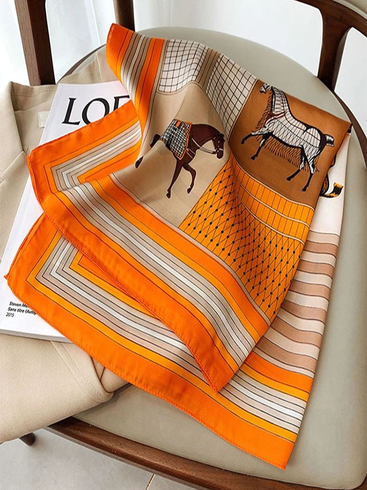 70*70cm Seide Quadrat Schal Frauen Taschentuch Gedruckt Weibliche Schal Kopf Bandana Kleine Hals Schalldämpfer Seide Satin haar Hijab Schal – Detail 5