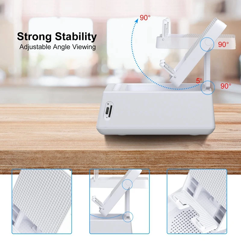 3 In 1 Wireless Bluetooth Speaker With Loud Alarm Clock Cell Phone Stand TF Card Reader HD Surround Sound Durable (White)