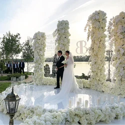 10M/32.8ft Mirror Carpet Wedding White Paint Mirror Paper T-stage Show Stage Background Decoration White Mirror Surface Carpet