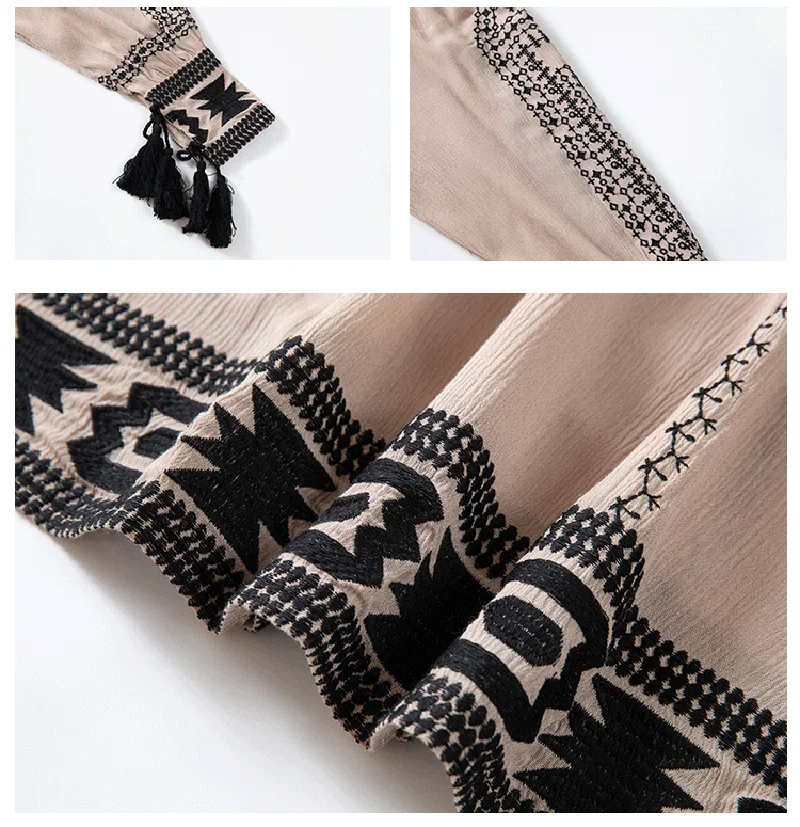 Embroidery Vintage A Line Short Dresses For Women Costume Chic Dancewear Party Lantern Sleeve Dress Female Vestidos