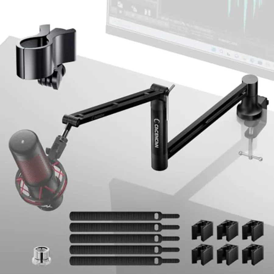 

M05 Boom Arm 360° Rotatable Microphone Stand with Desk Mount Foldable Desk Mic Arm with 3 8'' to 5 8'' Screw Adapter Microphone