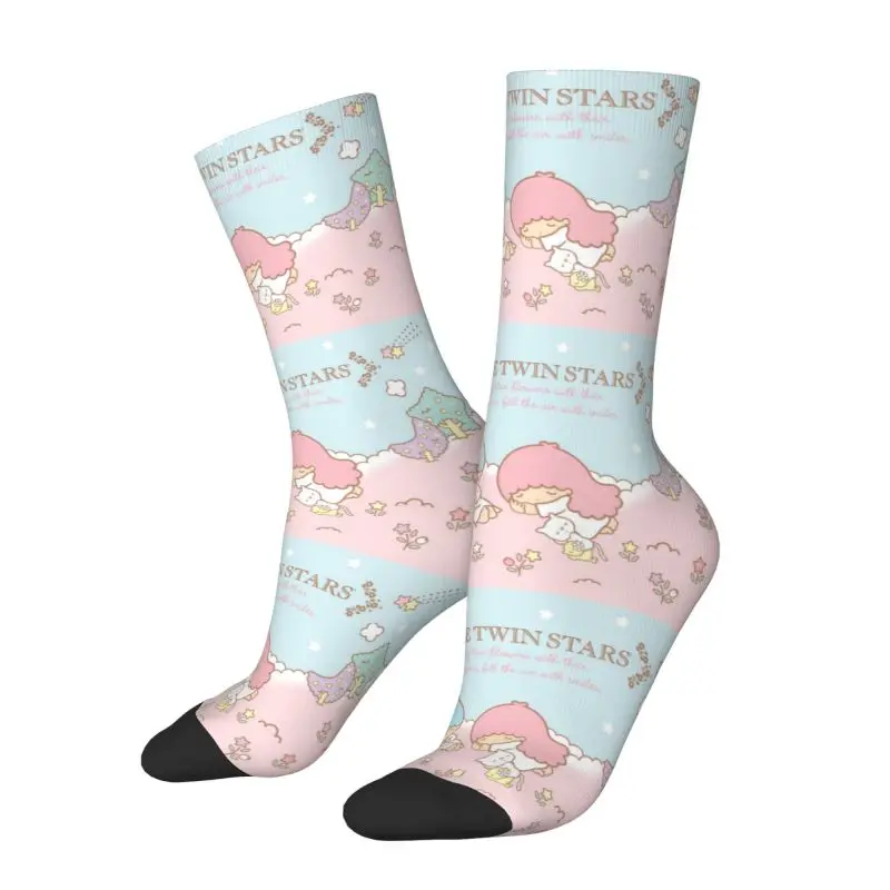 Custom Little Twin Stars Sanrio Cartoon Kiki Lala Men's Crew Socks Unisex Novelty Spring Summer Autumn Winter Dress Socks