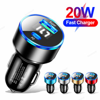3.1A High Quality USB PD Car Charger 2 Port LED Display Voltmeter 12-24V Cigarette Lighter Socket Car Charger Adapter