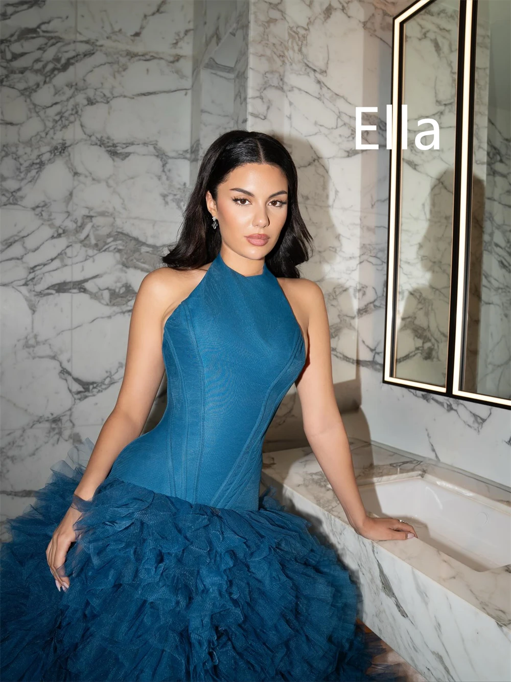 Vestidos de Noche de tul personalizados de alta calidad, vestido de fiesta sin mangas con cuello Halter y temperamento, vestidos para ocasiones especiales de lujo