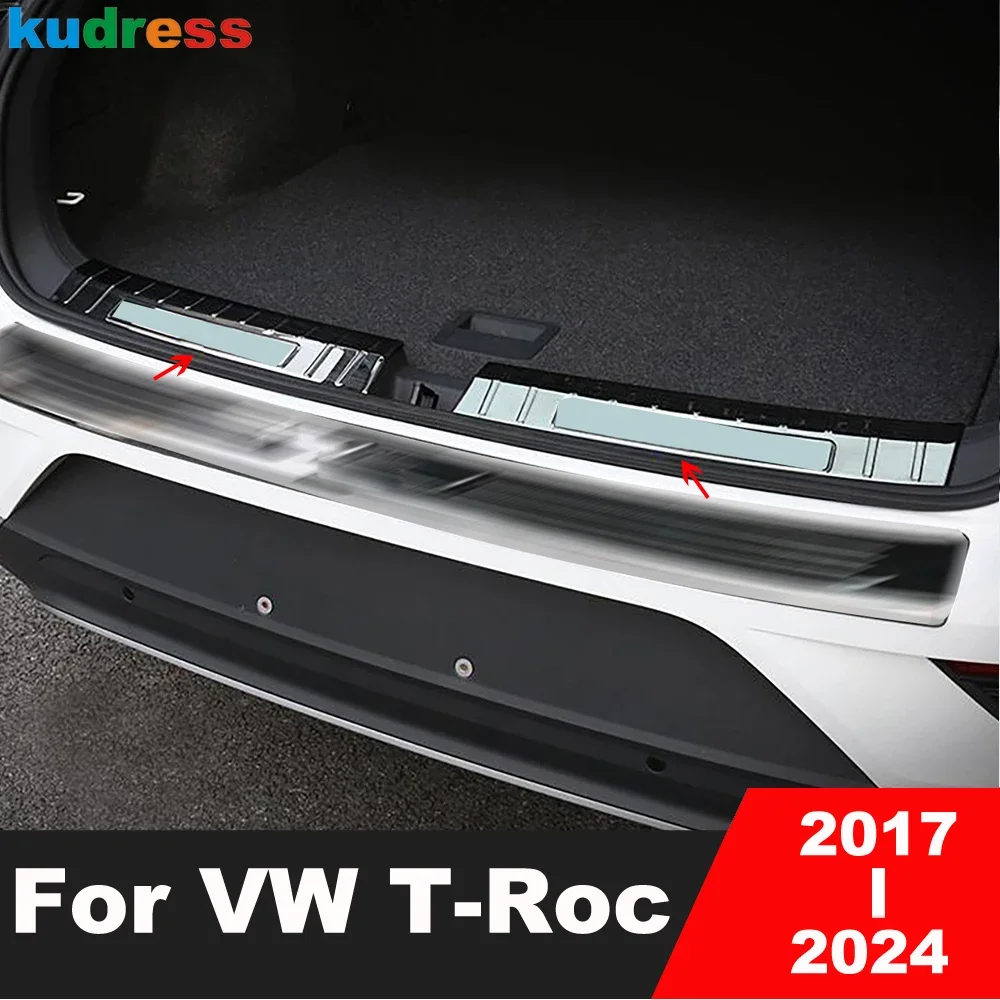 

Накладка на задний бампер багажника для Volkswagen VW T-Roc TROC 2017-2023 2024, стальные автомобильные аксессуары, защита на порог двери багажника