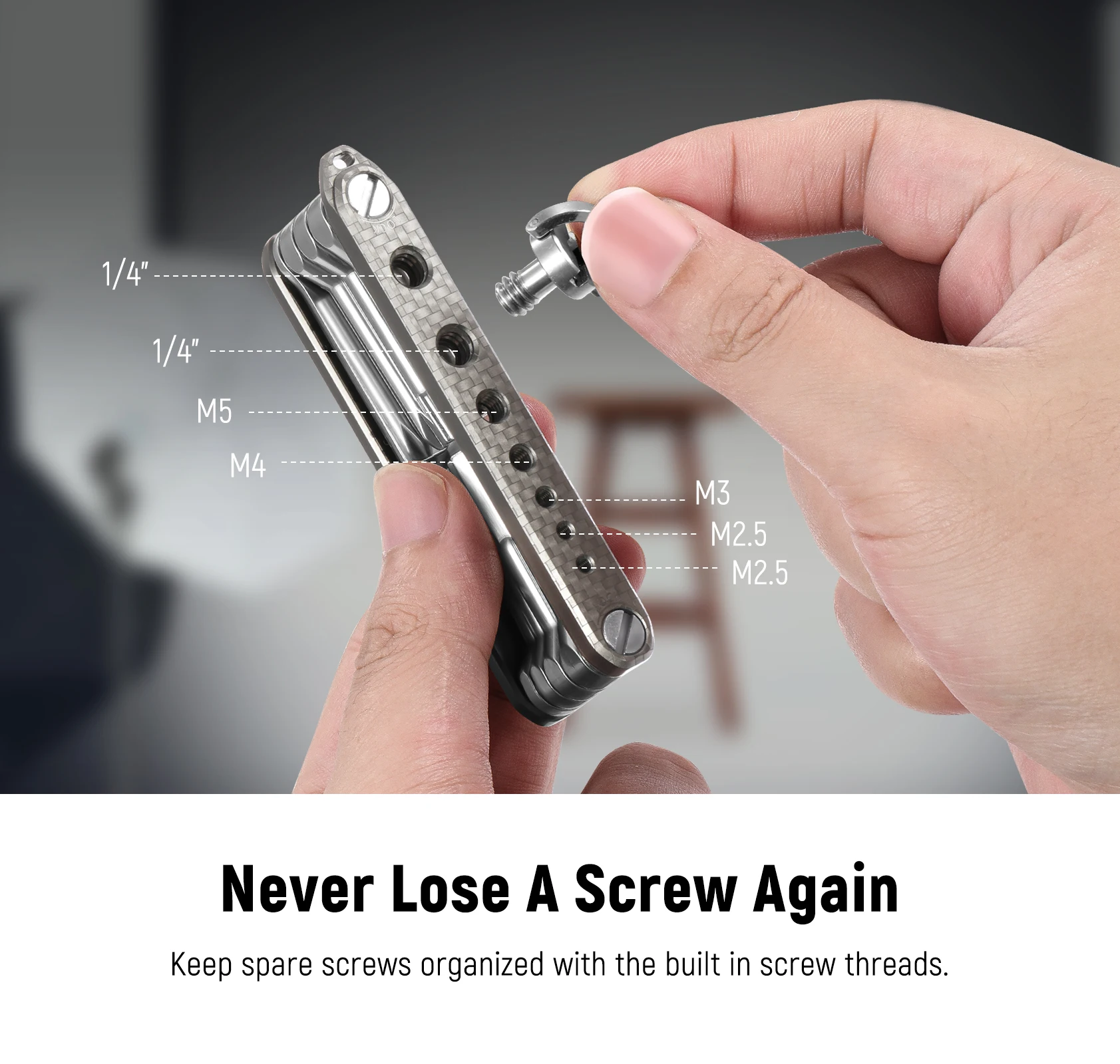 NEEWER 8 in 1 Folding Screwdrivers Tool Set: 3 Screwdrivers, 5 Hex Keys, 7 Threads for Screw Storage, Pocket Tool