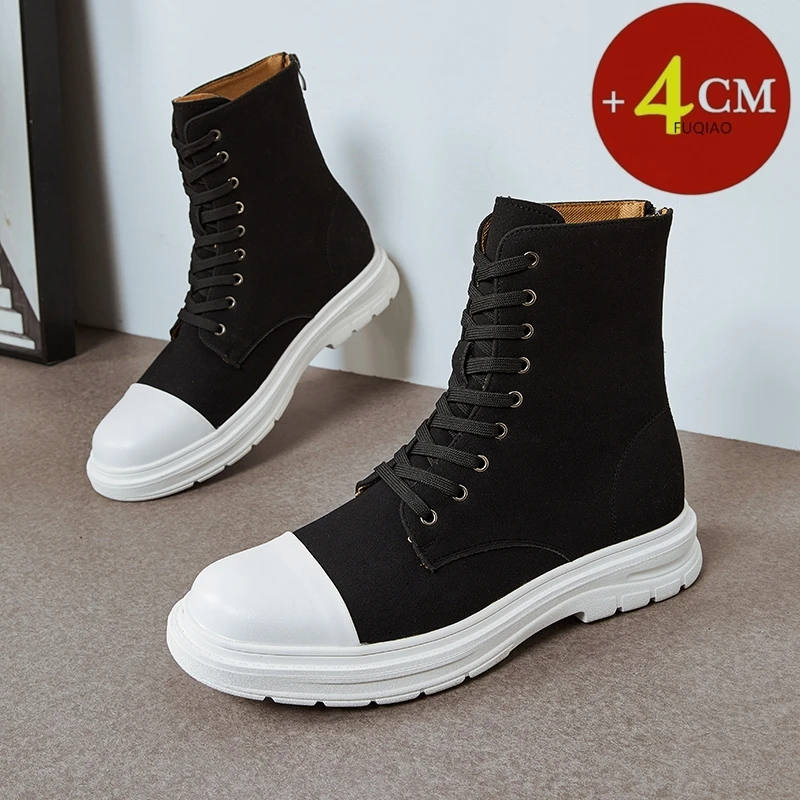 

Men's High Top Suede Boots 4cm Thick Sole Platform Shoes Back Zipper Casual Winter Comfortable Chunky Height Increasing Boots