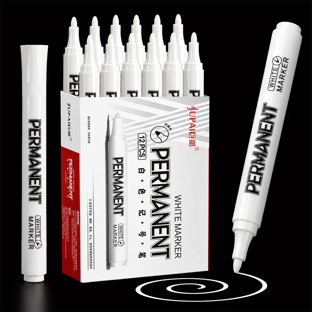 2/3/5/8/10/12 Pcs White Permanent Paint Markers Waterproof Fade-Resistant Quick Dry Tire Ceramic Fabric Art Industrial Marking