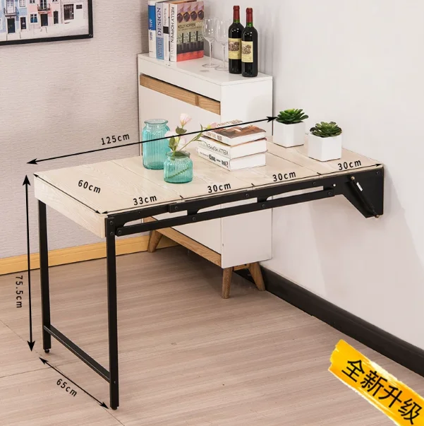 Floating Study    Spring Swing Mounted Convertible Wall Shelf Iron Frame With Legs Desk Kitchen Dining Folding