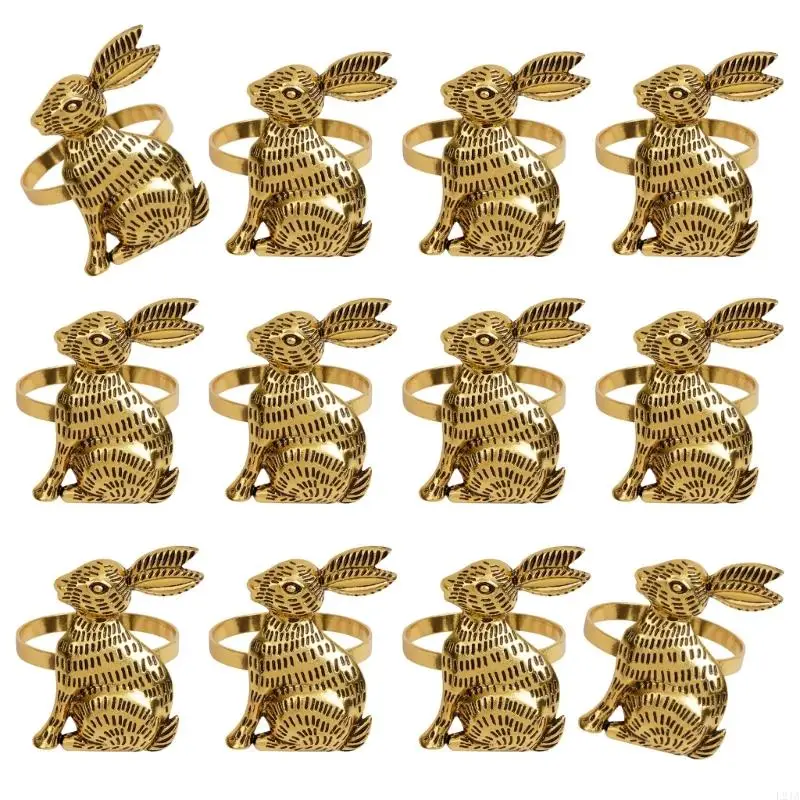 2025 New 12Pcs Easter Rabbit Napkin Holders In Gold or Silver For Festival Table Display