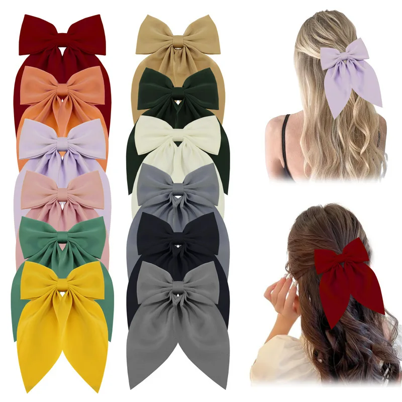 

Fable Hair Bows for Girls Satin Ribbon Bowknot Alligator Clips Neutral Handmade Hair Accessories for Little Baby Kids 10pcs