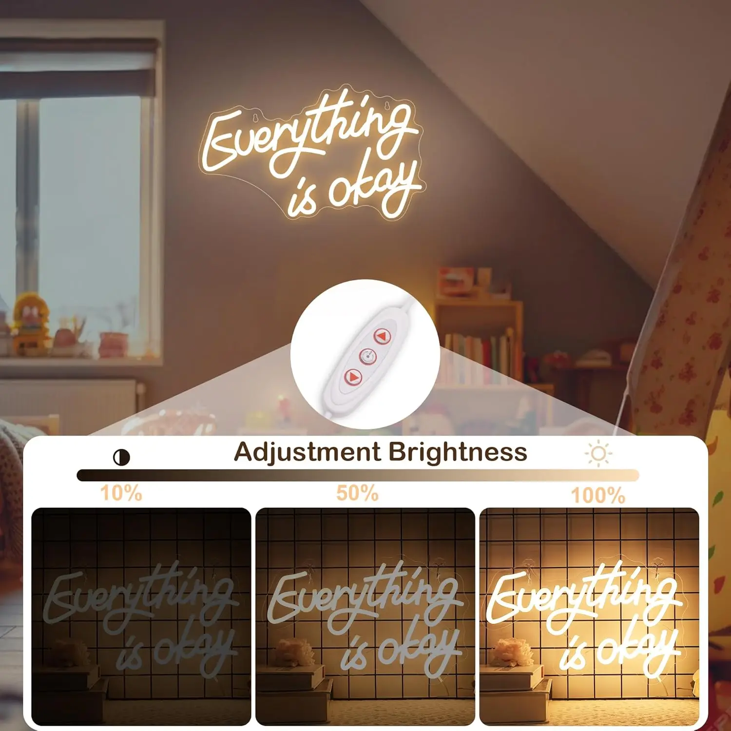 Tudo está ok Sinal de Neon para Wall Decor, Lâmpada LED com USB Alimentado para Casa, Shop Decor, Aniversário e Dia de Natal