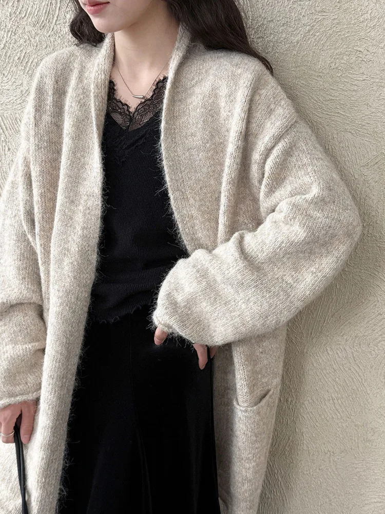 سترة محبوكة بجيب فضفاض راقي من WHTREND للنساء معطف سترة فضفاض سميك جديد للشتاء #2