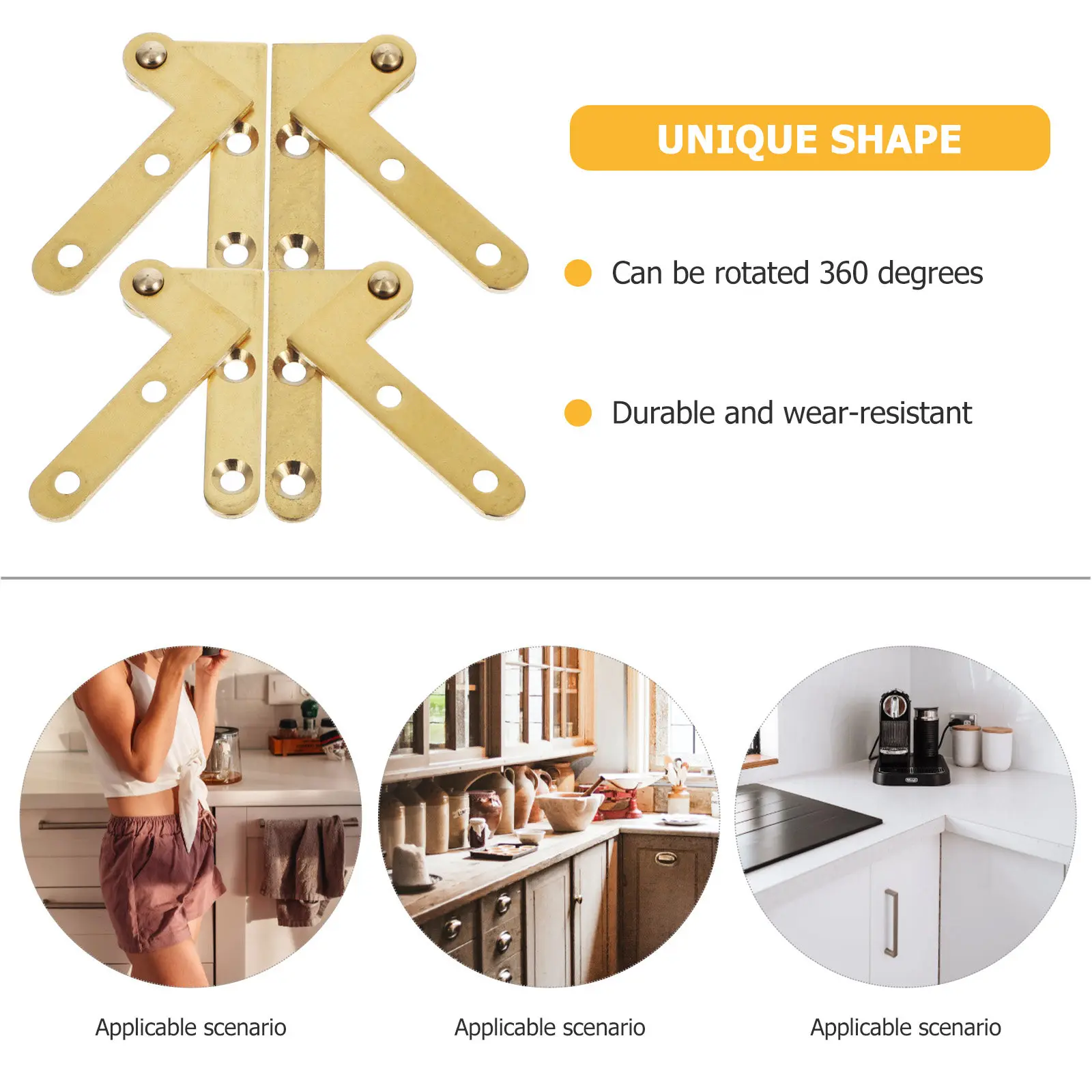4Sets Premium Copper Secret Door Hinge Pivot Hinge 360 Degree Rotation Smooth Quiet Operation for Attic Ladder Hidden Cabinet